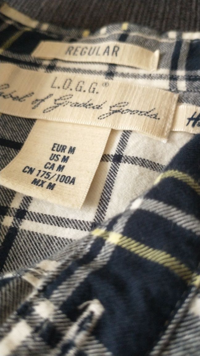 Męska koszula flanelowa H&M, Regular, M, kratka, jak nowa