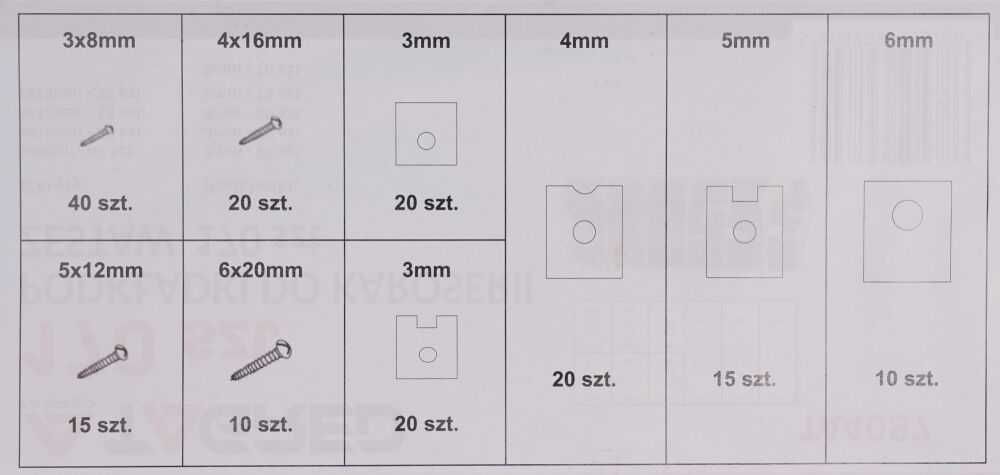Zestaw wkrętów i podkładek do karoserii mix 170-el. TA4097