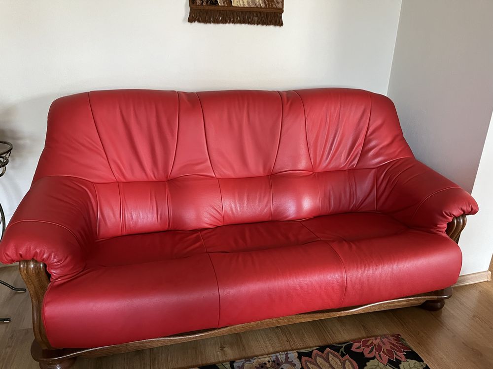 Komplet mebli wypoczynkowych skórzanych
