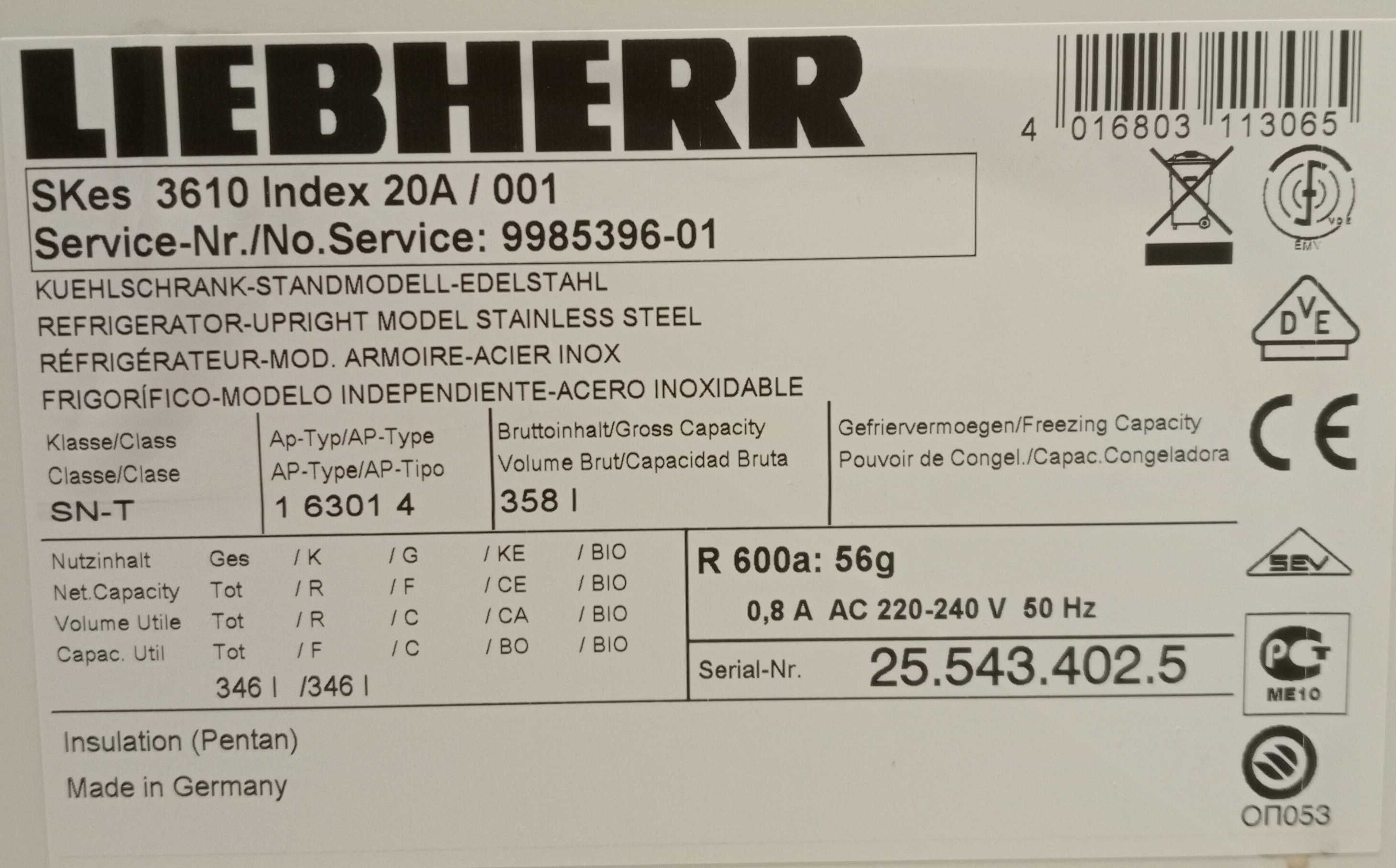 Peças frigorífico Liebherr