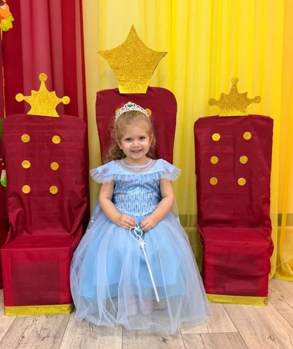 Детское очень красивое праздничное голубое платье Эльзы Frozen наряд