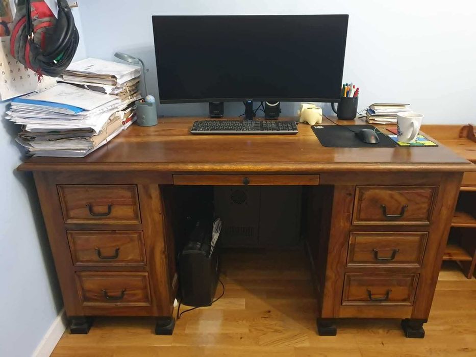 Biurko w stylu kolonialnym lite drewno Palisander lakierowany 150x70cm