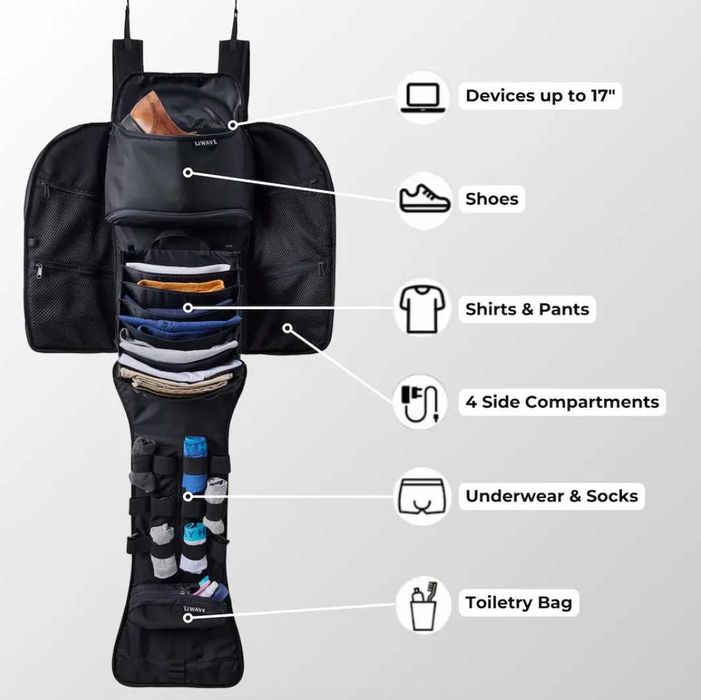 Mochila LiWAVE 38L com oferta de Almofada de Viagem