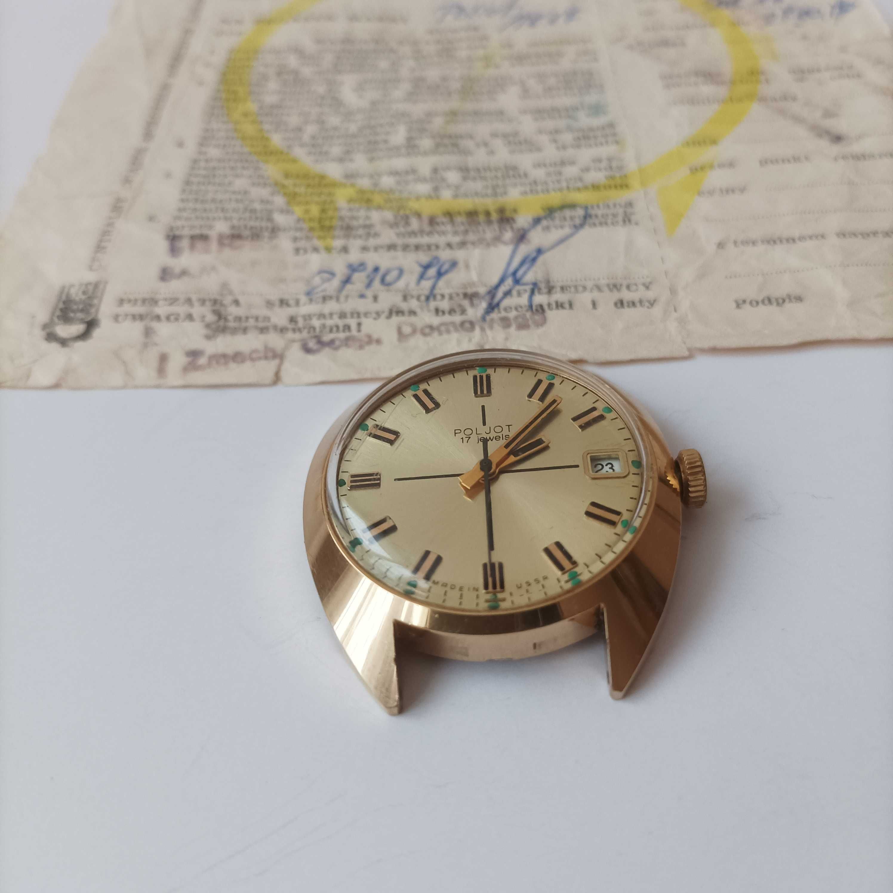 Złoty ( pozłacany ) zegarek męski Poljot 17 Jewels