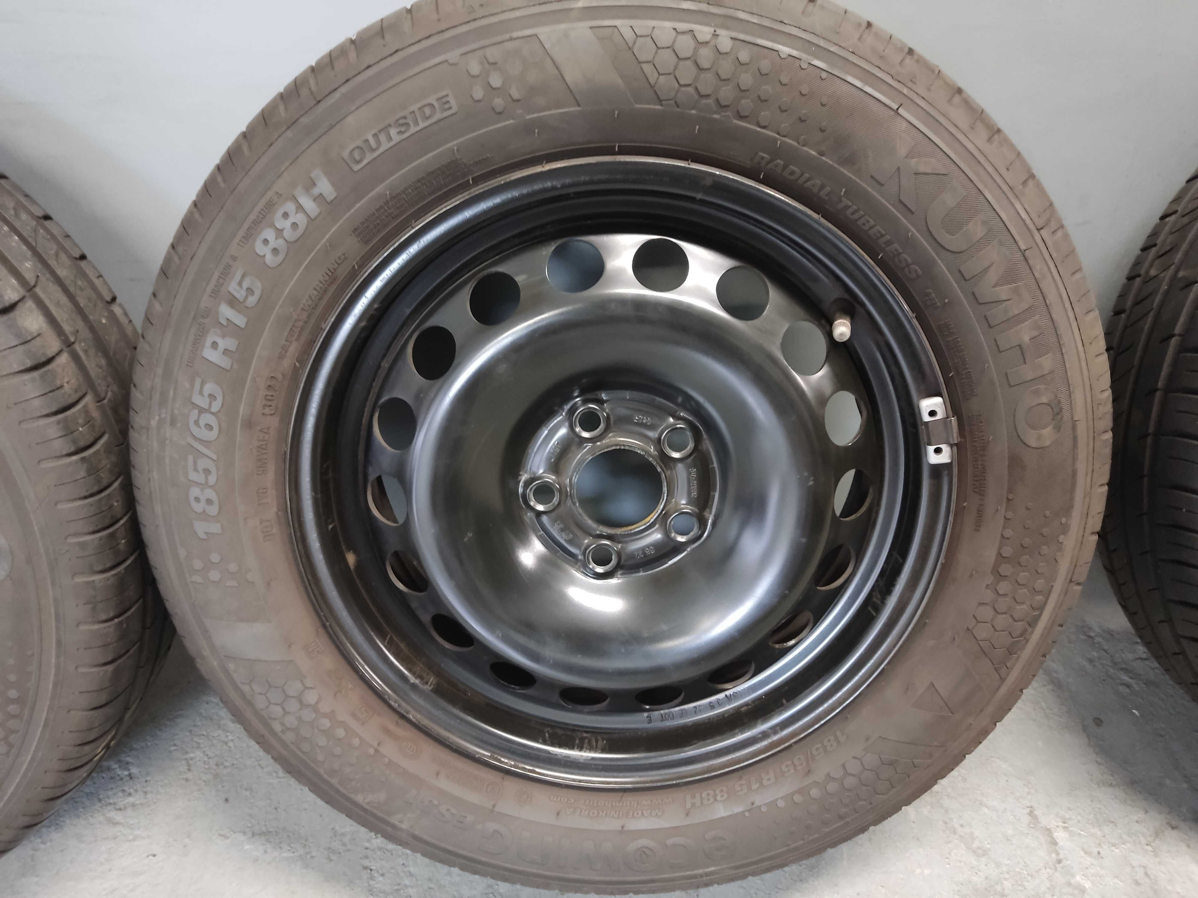 Koła stalowe 15 VW Volkswagen Polo 5x100, Kumho 185/65R15, 2022 rok