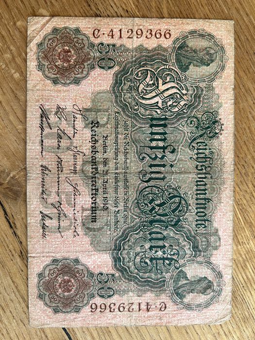 Banknoty 50 i 100 Marek niemieckich z 1910 r.