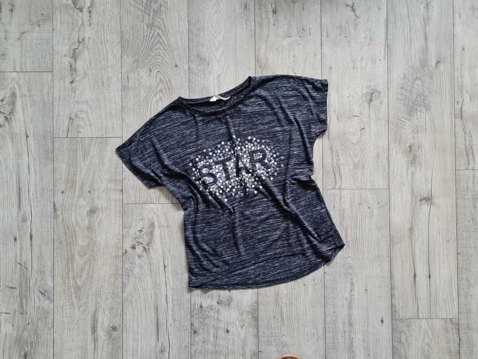 Bluzka z krótkim rękawem czarna H&M 158/164