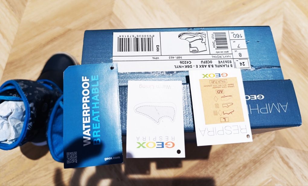 Geox Flanfil Amphibiox śniegowce chłopięce, zimowe, rakiety, rozm. 24