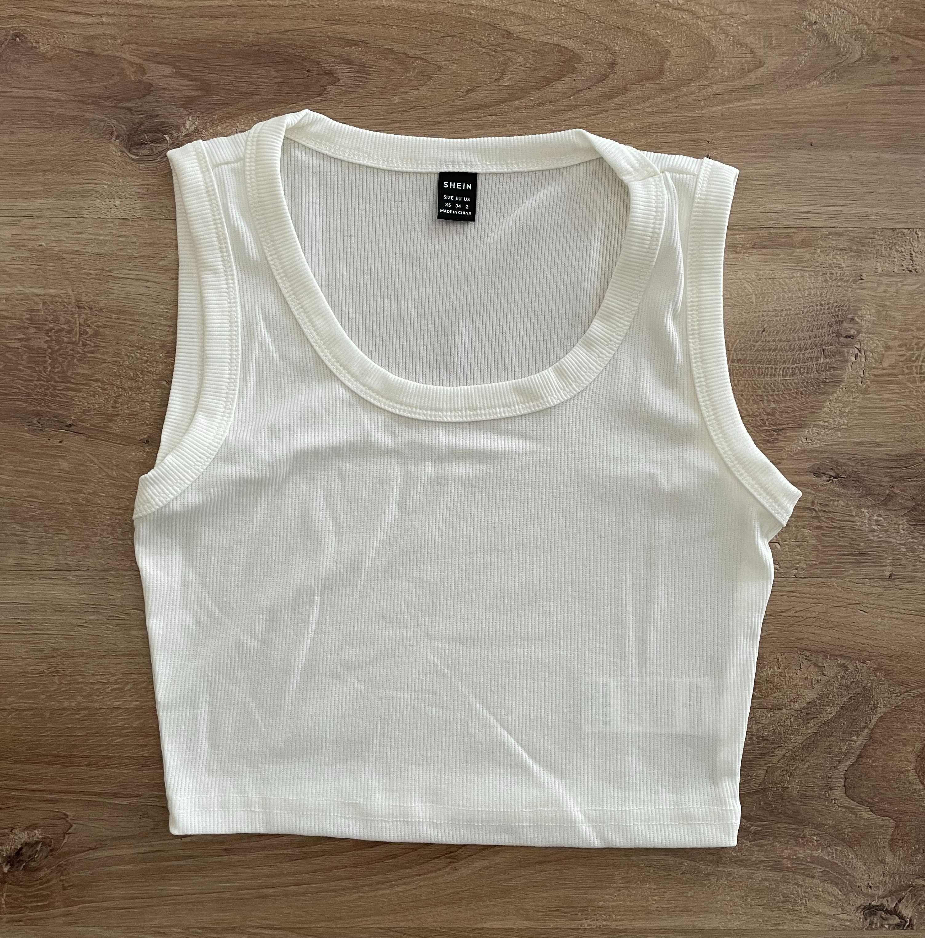 Czarna prążkowana spódnica spódniczka z rozcięciem biały crop top XS
