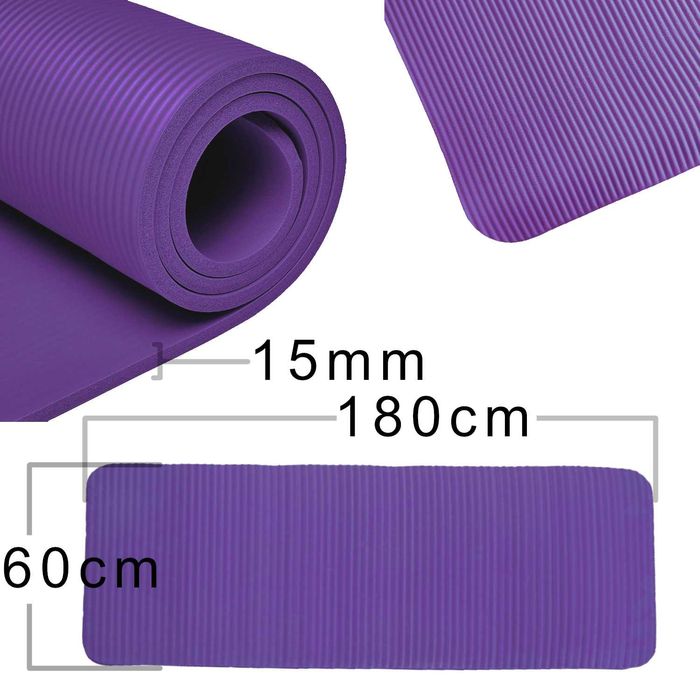 Mata treningowa do jogi ćwiczeń fitness NBR antypoślizgowa NOWA 1,5 cm