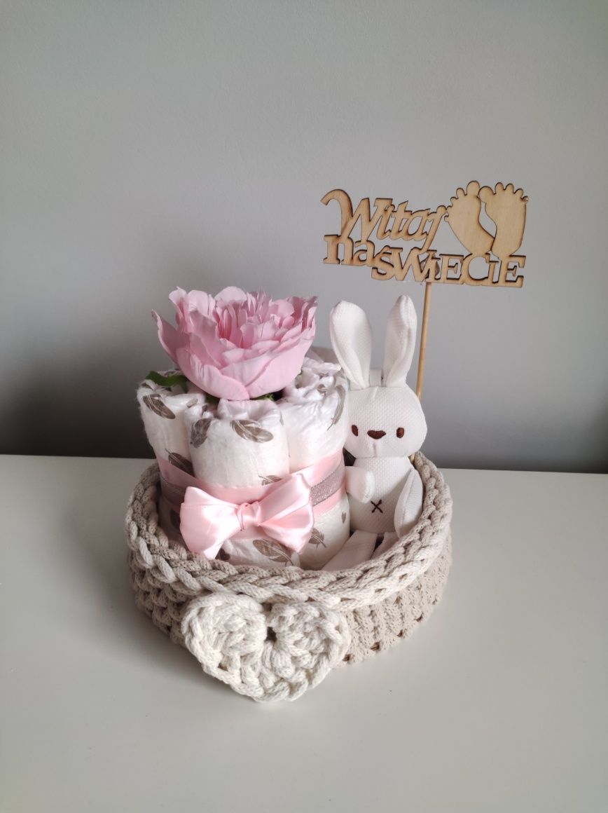 Zestaw Prezentowy tort baby shower narodziny chrzest babybox