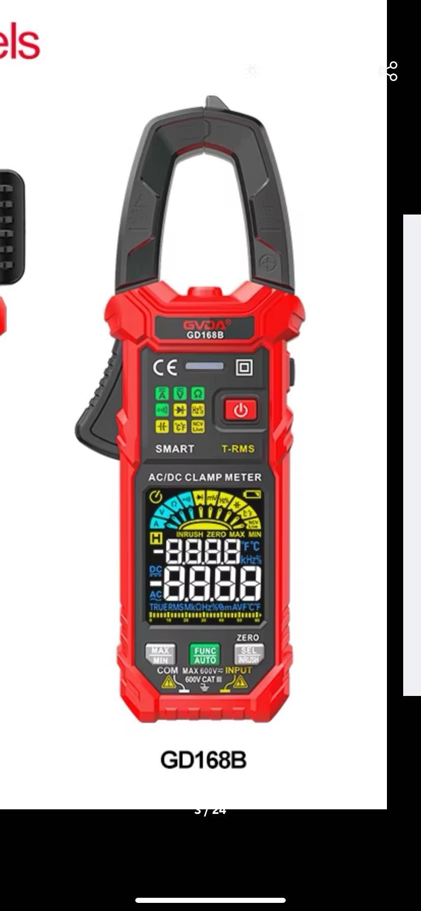 Токовые клещи AC-DC мультиметр новые GVDA GD168D