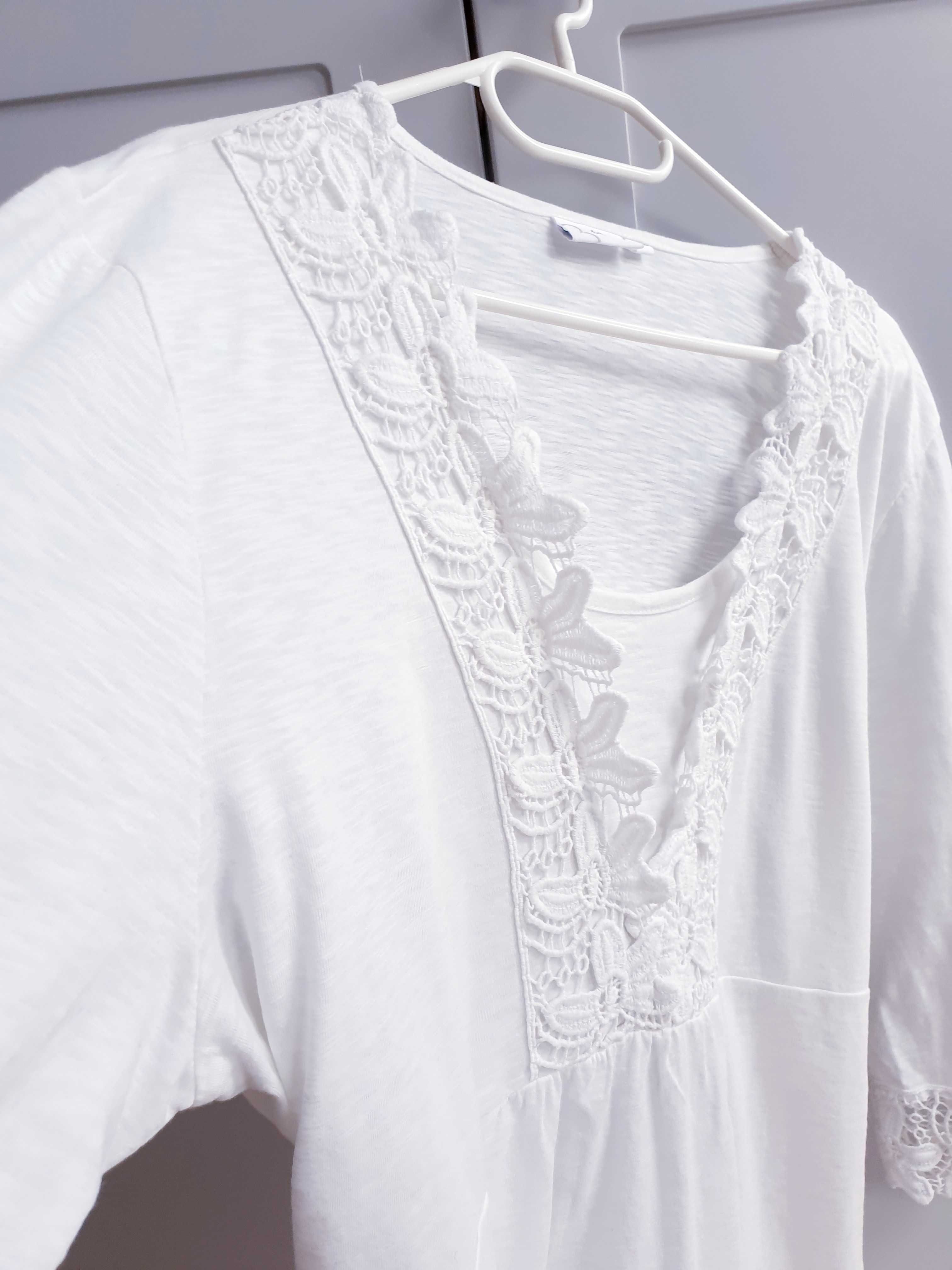 Biała kremowa bluzka tunika haftowana Cellbes 46 48