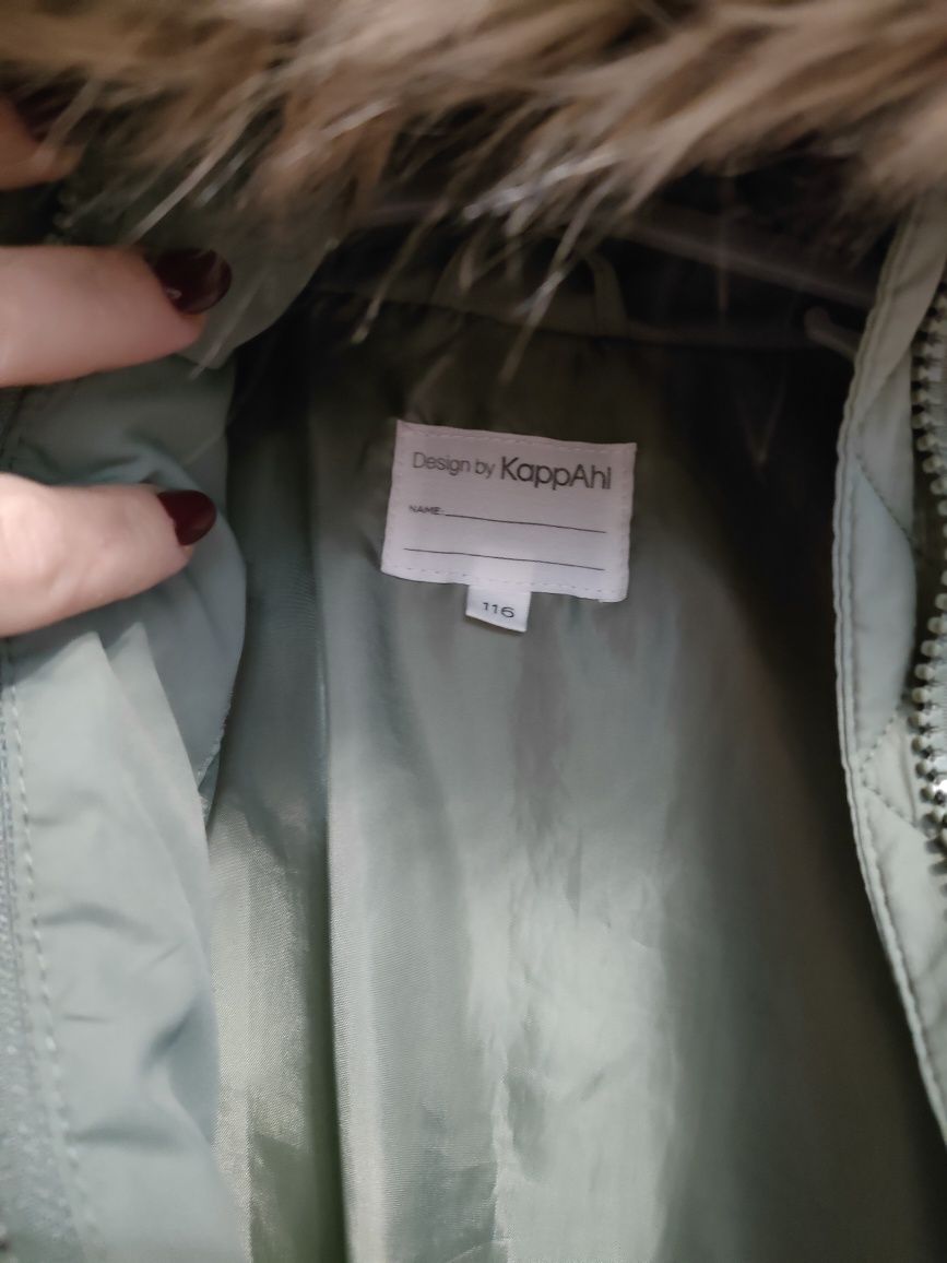 Kurtka płaszczyk KappAhl 116 khaki puchowa zimowa