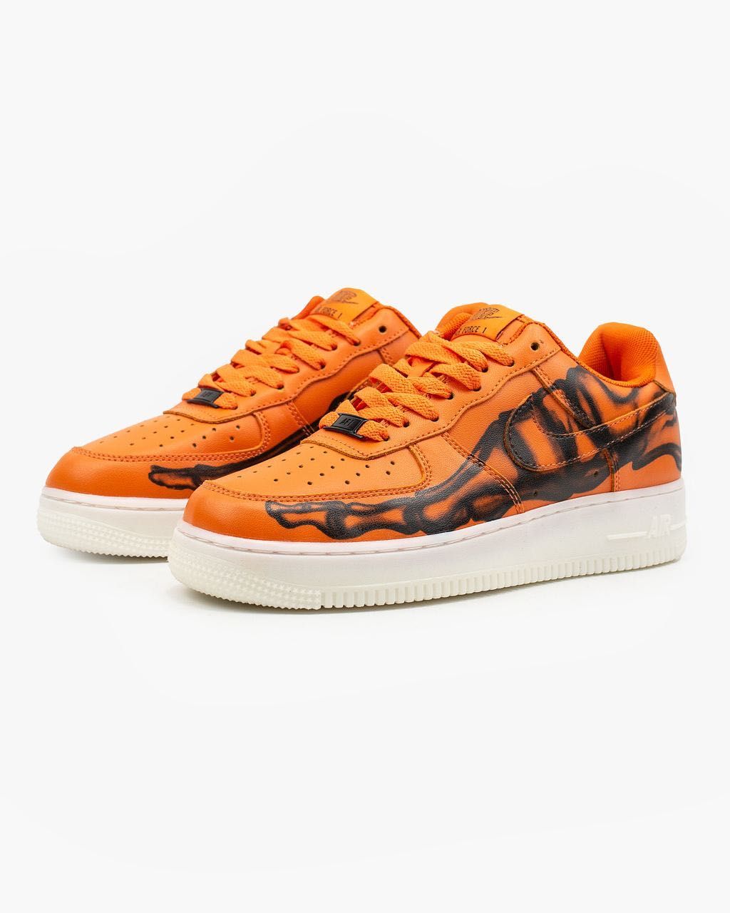 Мужские кроссовки Nike Air Force 1 Skeleton Orange. Размеры 41-45