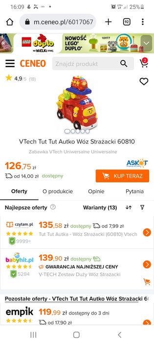 V-tech tut tut autka:wielka zjezdzalnia super tor, wyrzutnia autek