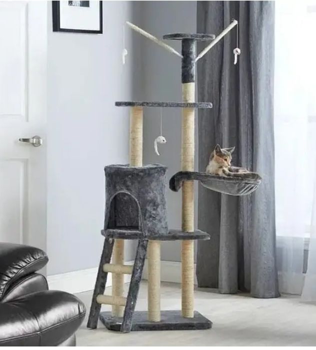 Кігтеточка з будиночком та іграшкою | Скретчер сбережет вашу мебель !