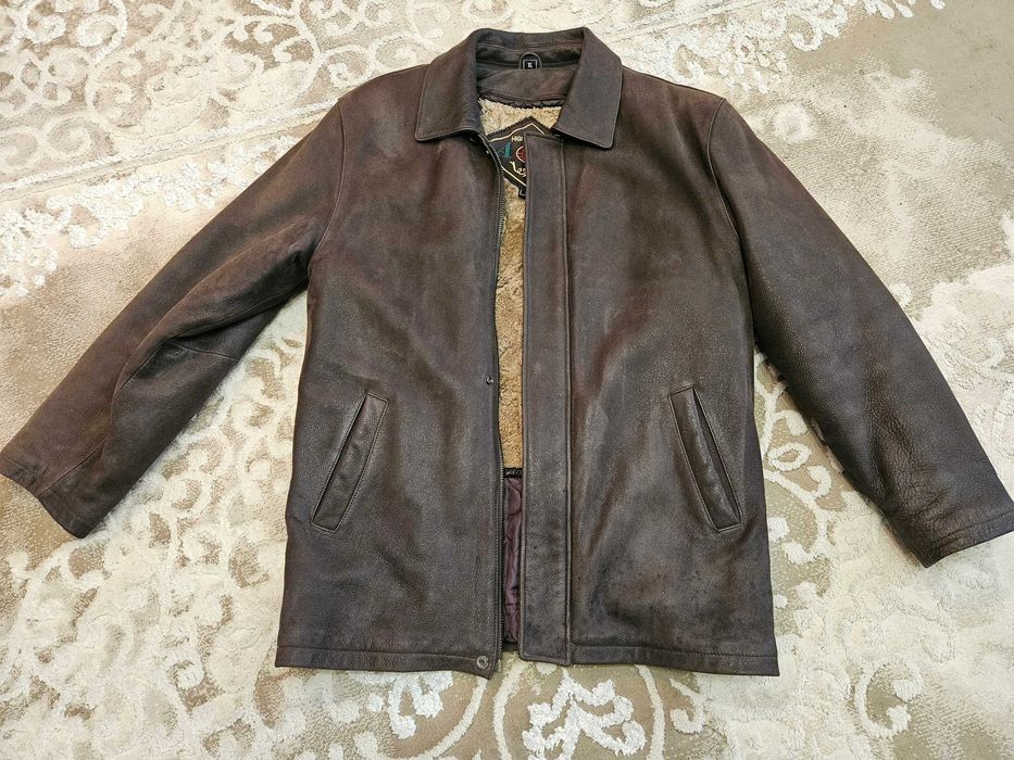 Зимова чоловіча шкіряна куртка