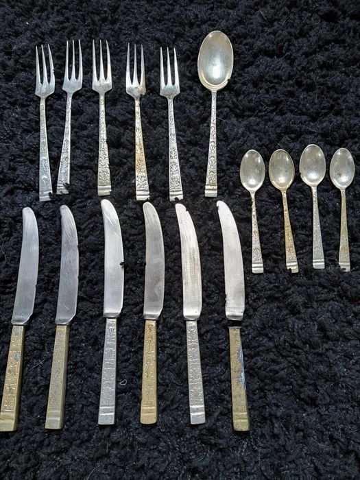 Sztućce stare z pudełkiem vintage