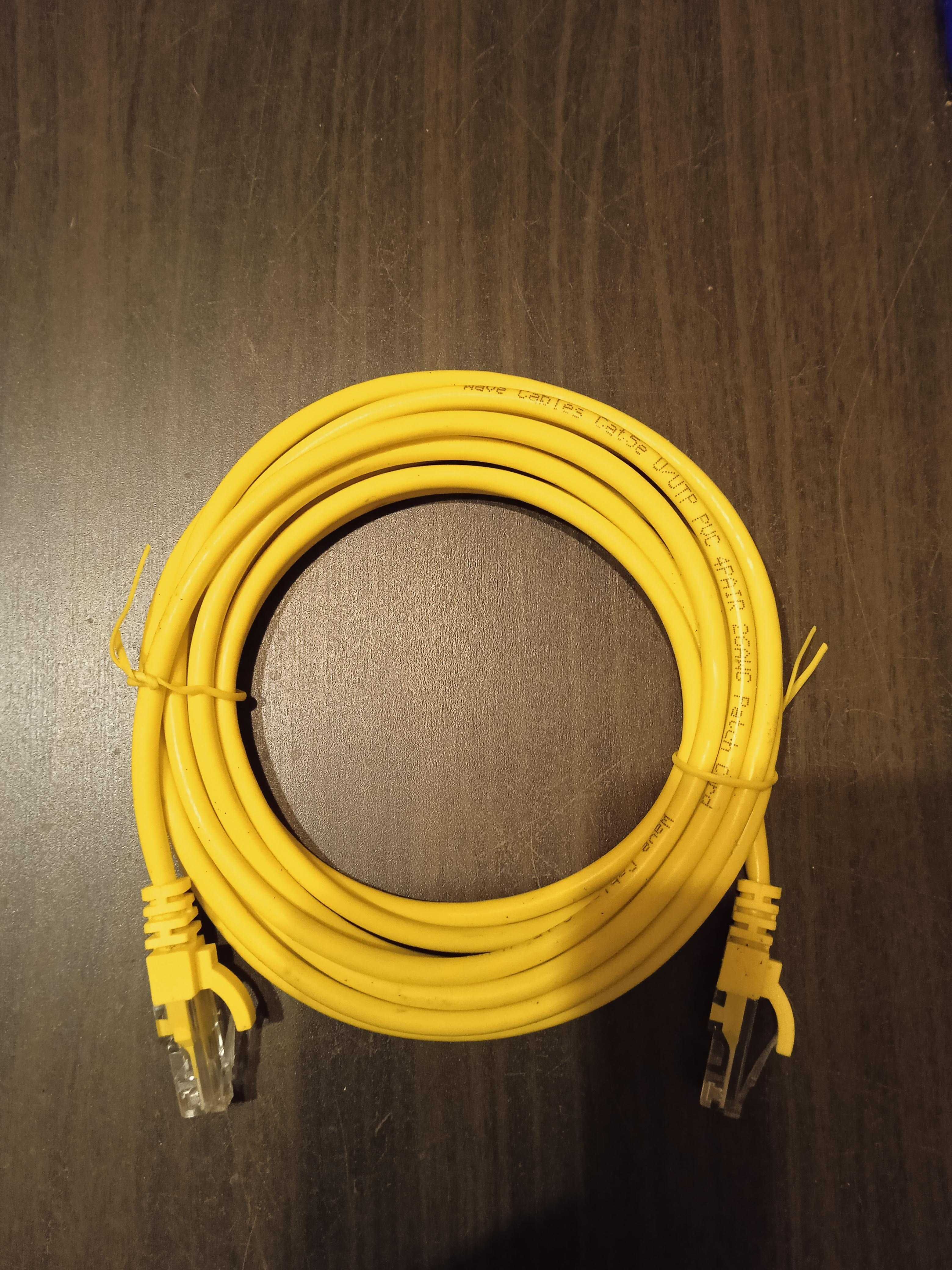 400x Kabel żółty, bialy Patch Cord RJ 45, Cat 5e, UTP 0,5 1m 1,5 2m