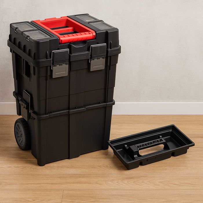 Duża Mocna Skrzynka Narzędziowa Na Kółkach Modułowa + GRATIS Tacka