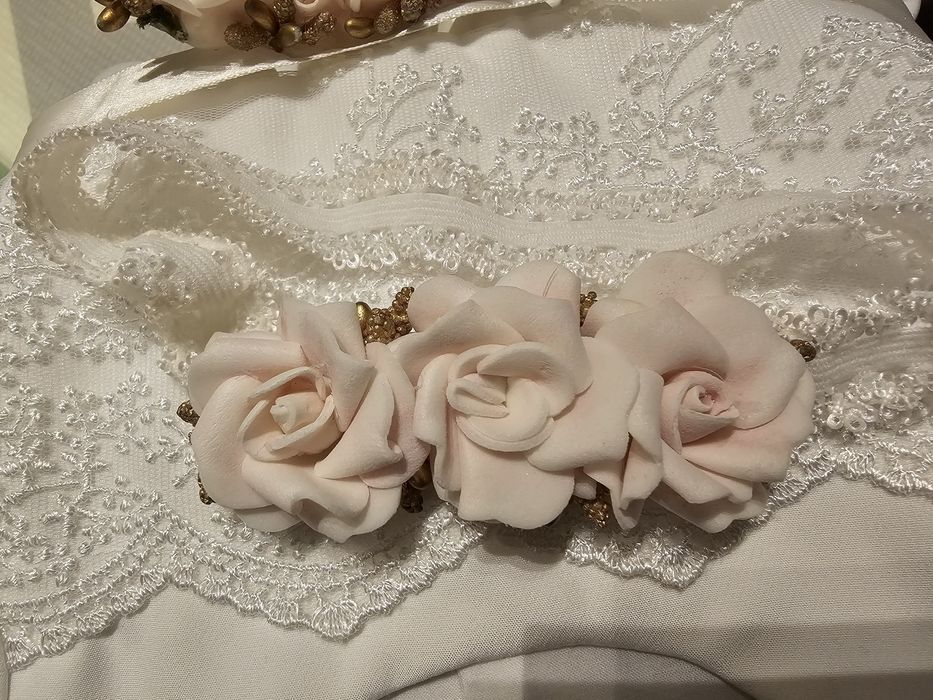 Sukienka na chrzest Milulove rozmiar 62 Zestaw opaska pasek buciki