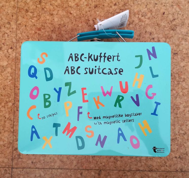 Mala azul/ verde menta metalizada com letras em íman Tiger