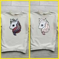 H&M unicorn jednorożec bluza odwracalne cekiny rozm 134-140