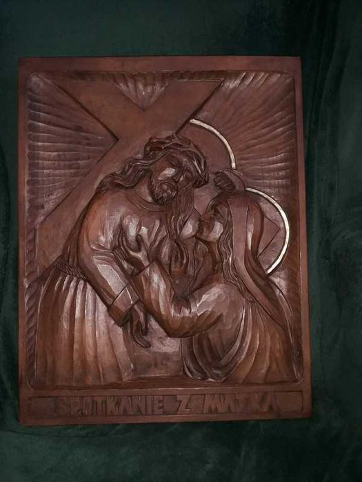 Ars Christiana spotkanie Jezusa z matką płaskorzeźba 42 x 30