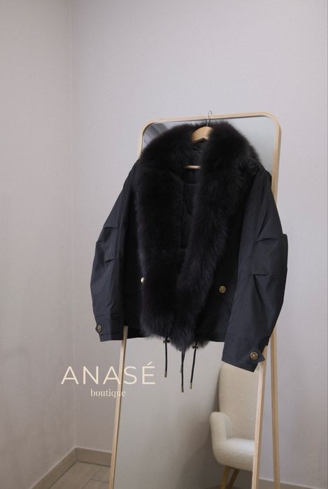 Парка з хутром, шоколад, чорна, синя S,M,L