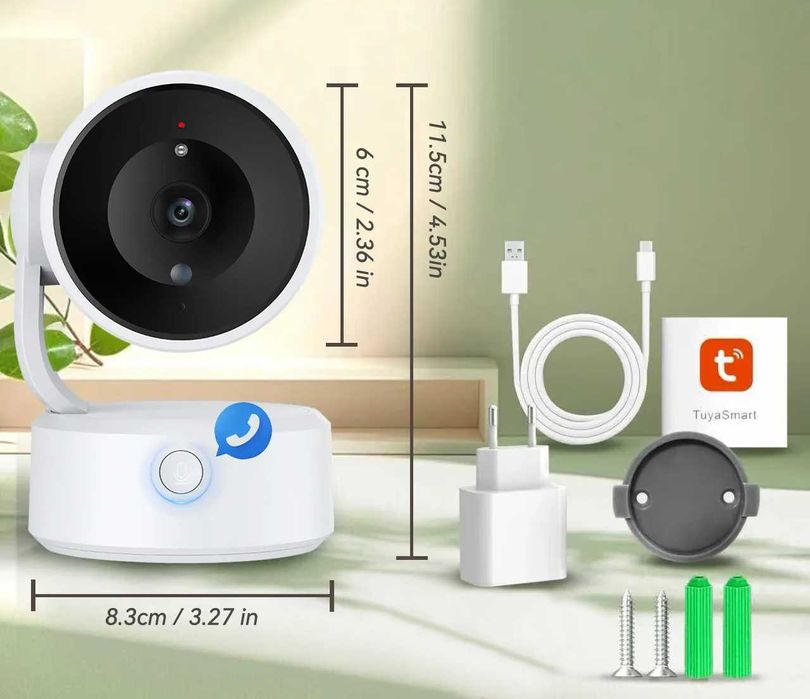 Розумна поворотна IP-камера Wi-Fi Tuya 5MP Дитячий монітор 360° PTZ