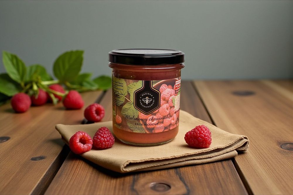 Malinowy Chruśniak - miód kremowany z malinami
