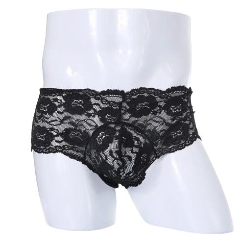 Sexowne Delikatne Męskie Koronkowe Bokserki w Kwiaty - XL
