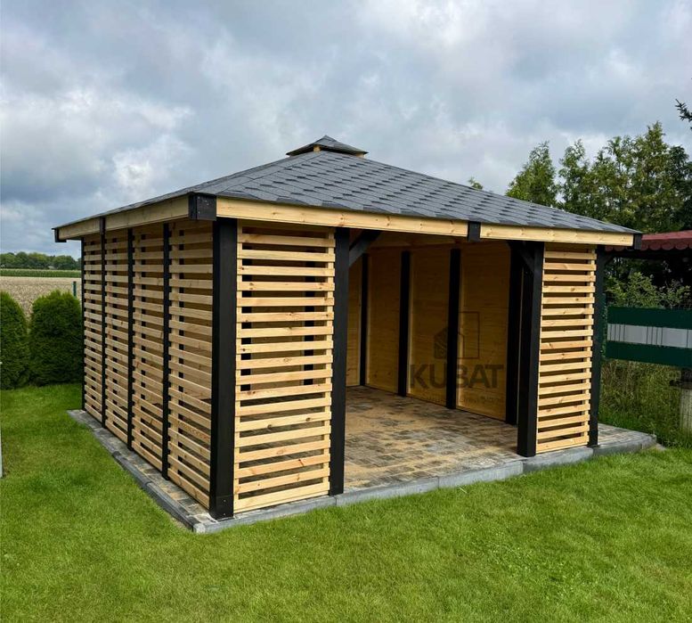Nowoczesna altana ogrodowa 4x4| altanka drewniana z lamelami | altanki
