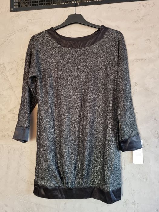Tuniczka włoska srebro czarna XL /XXL długa ciepła