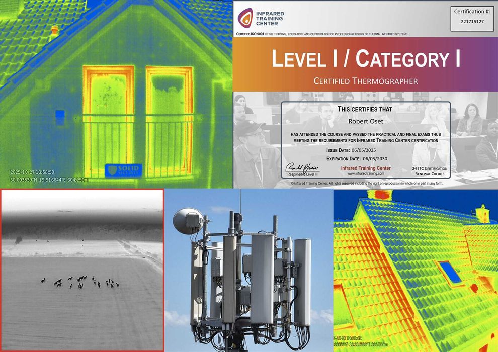 Usługi dronem, kamera termowizyjna zoom, szczelność okien drzwi dachów