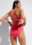 B.P.C bikini bustier wiązane różowe z figami 44.