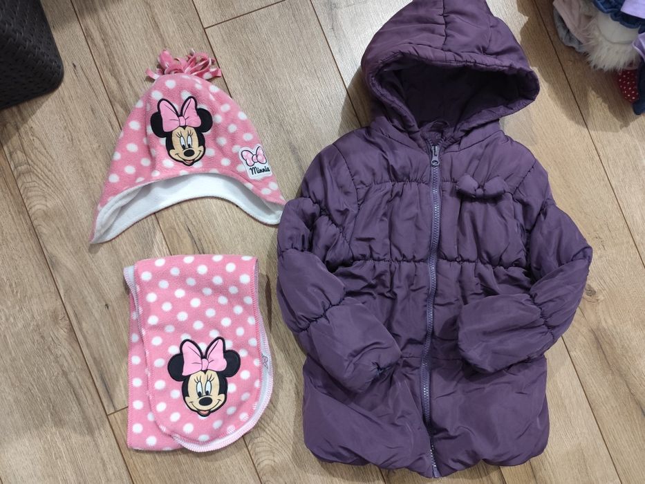 Kurtka zimowa czapka szalik Disney myszka Minnie 104 Pepco