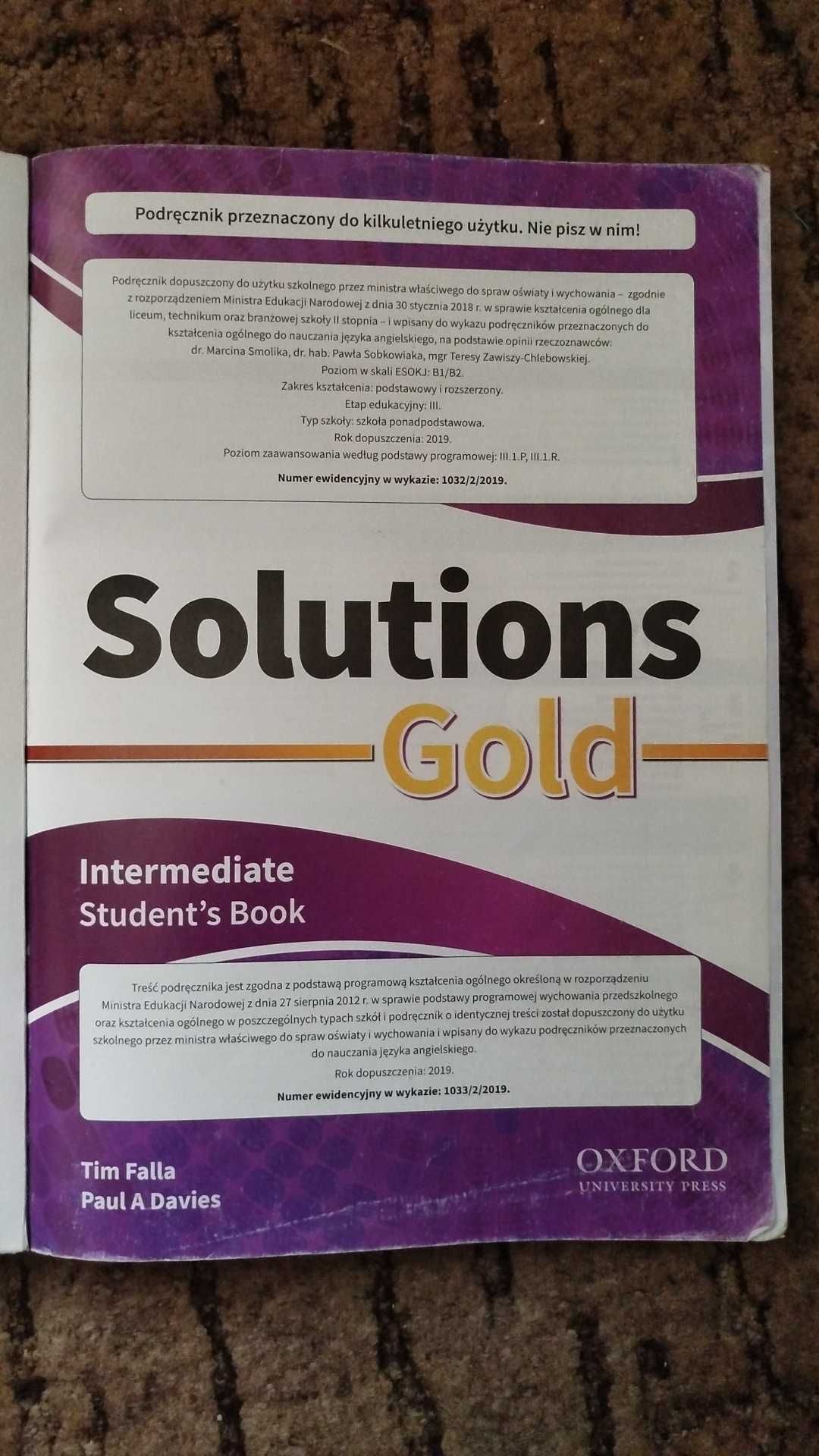 Solutions Gold Intermediate Student's book podręcznik do angielskiego