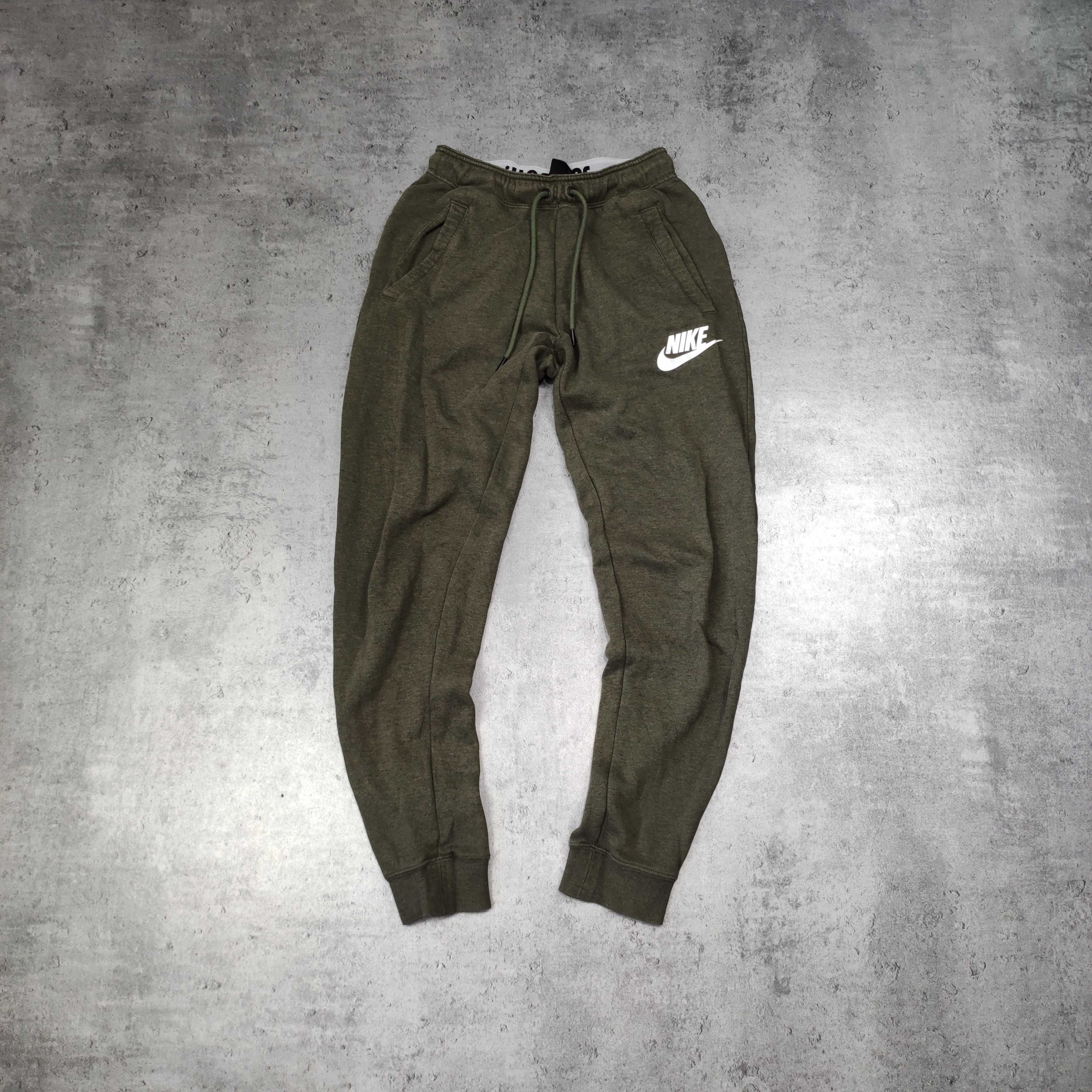 MĘSKIE Dresy Sportowe Slim Fit Joggery Sport Dresowe Nike Khaki Logo