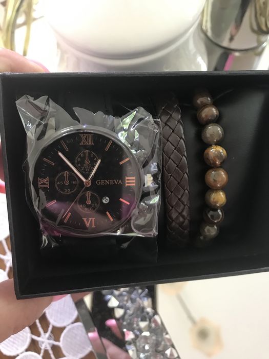 Zestaw zegarek bransoletki męski