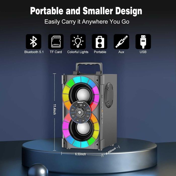 BSZHI Głośniki Bluetooth 80 W Duży mocny bezprzewodowy głośnik TWS