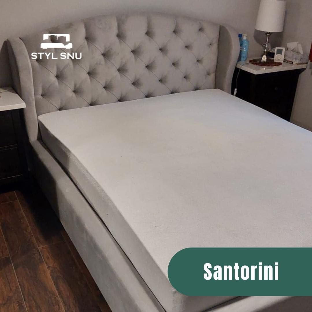 Łóżko pikowane szare - styl snu 160x200 Santorini