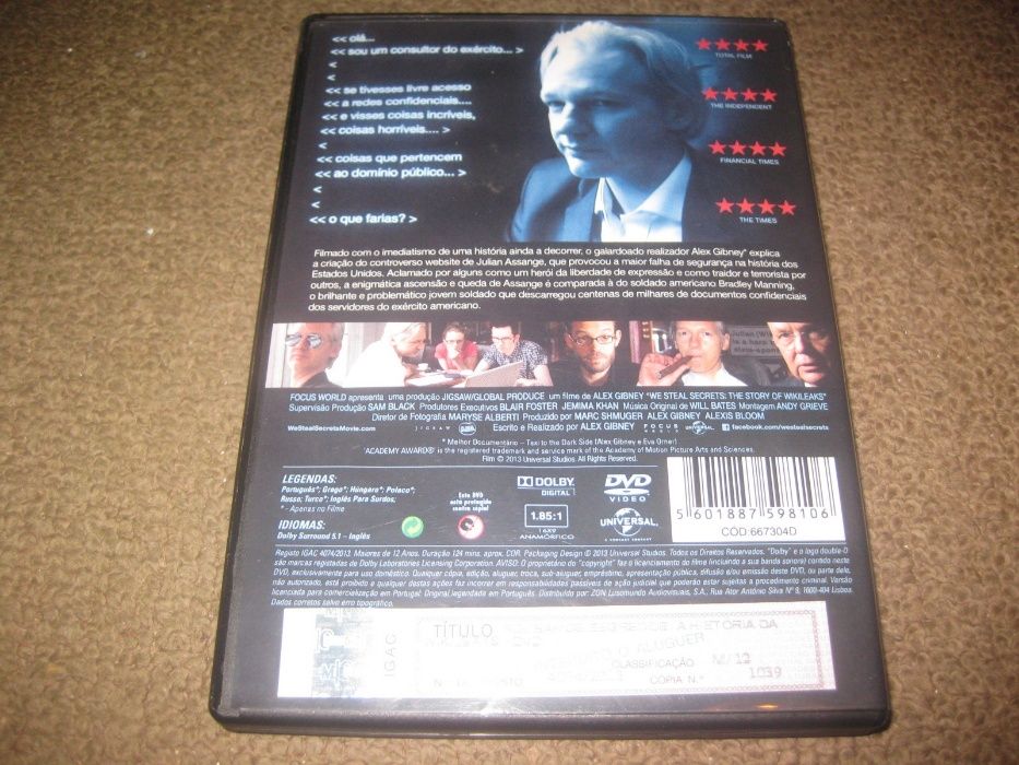 DVD "Roubamos Segredos - A História do WikiLeaks"