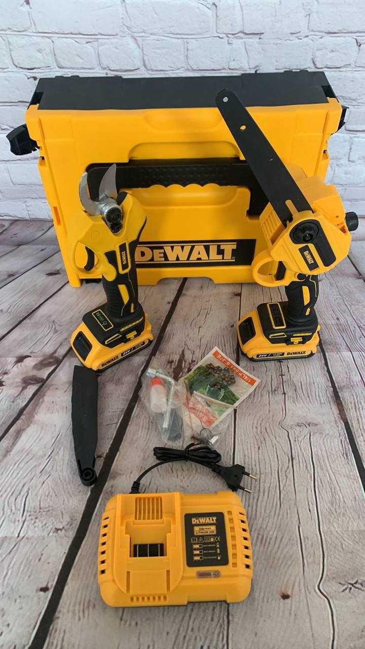 Набір садових інструментів DeWalt 36вт пилаі секатор безщіткові мотори