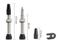 2szt wentyle PRESTA tubeless, 40 lub 60mm, srebrne