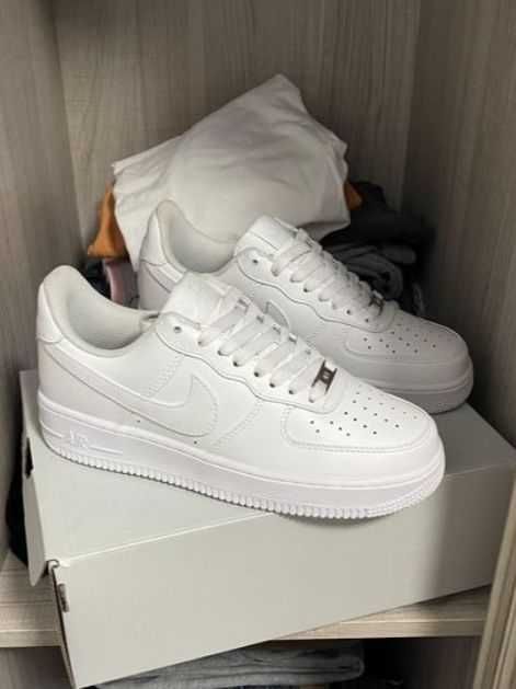 AF1 \PrawdziwyStrzał*airDamskieNikeForce1 Biały UnisexTrampki 38