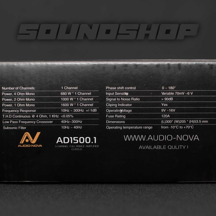 Wzmacniacz Audionova AD1500.1 (1600W RMS 1 Om)