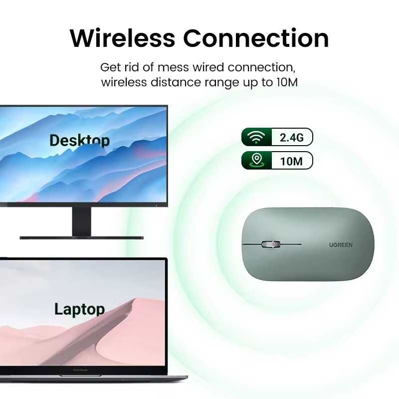 Миша Ugreen MU001 Portable Wireless Black/Green/Gray (UGR-90372)