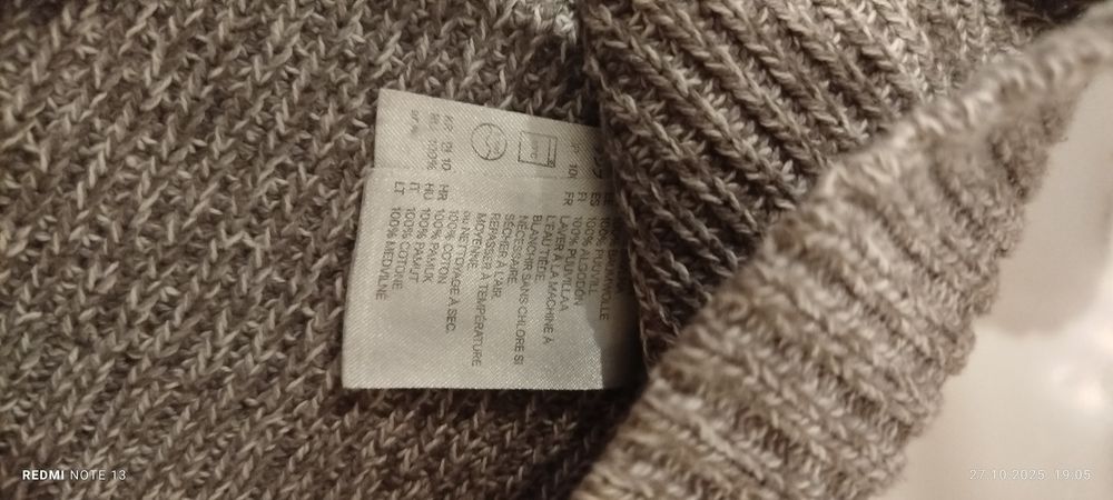 H&M sweter 100% bawełna szary 122 128